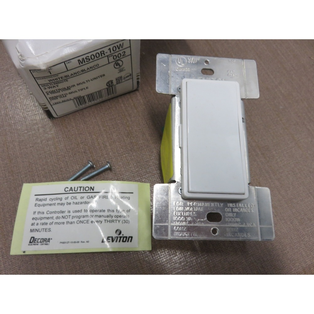 Leviton Decora MS00R-10W Multi-Remote 3-Way Controller White 1000W 120V AC